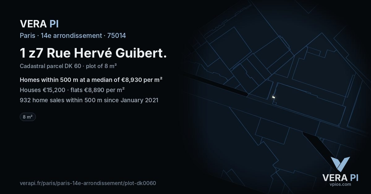 1 z7 Rue Hervé Guibert, 14e arrondissement at night – the plot lit, the parcels around coloured by the prices near them