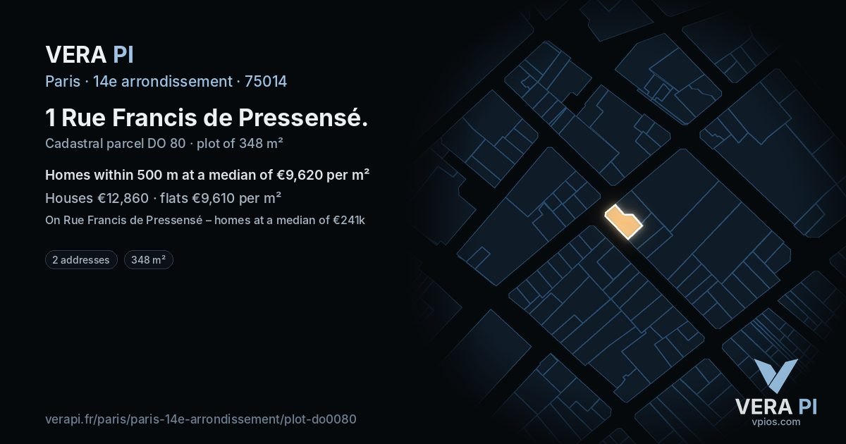 1 Rue Francis de Pressensé, 14e arrondissement at night – the plot lit, the parcels around coloured by the prices near them