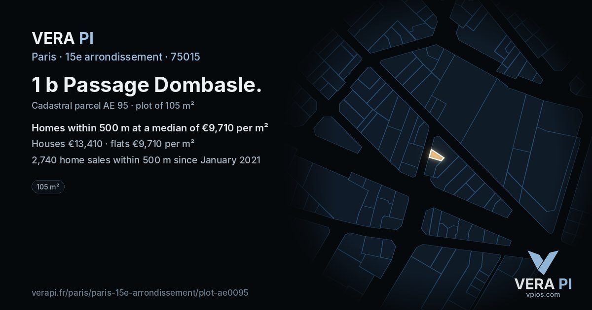 1 b Passage Dombasle, 15e arrondissement at night – the plot lit, the parcels around coloured by the prices near them
