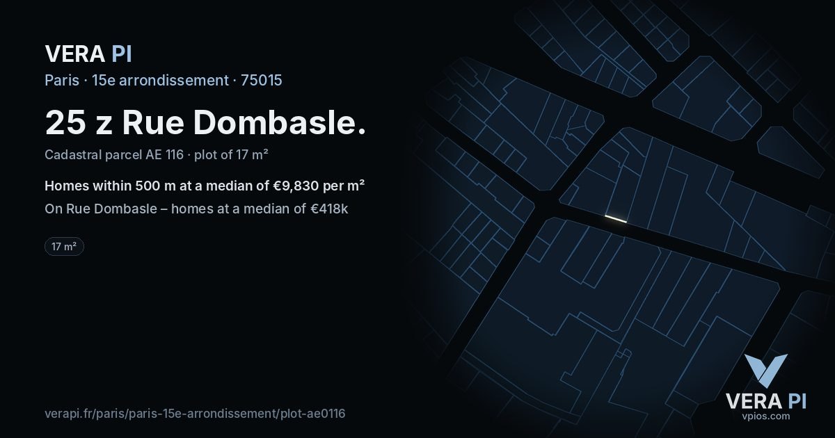 25 z Rue Dombasle, 15e arrondissement at night – the plot lit, the parcels around coloured by the prices near them