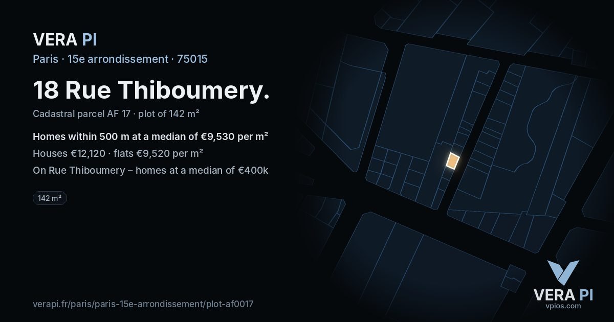18 Rue Thiboumery, 15e arrondissement at night – the plot lit, the parcels around coloured by the prices near them