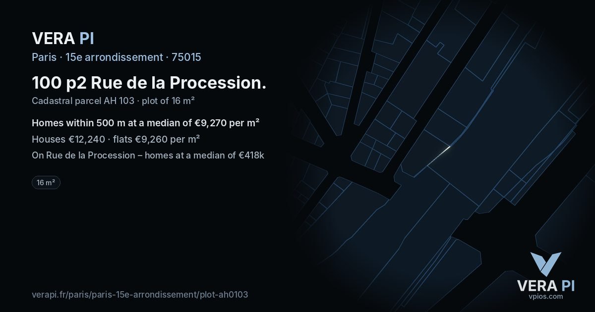 100 p2 Rue de la Procession, 15e arrondissement at night – the plot lit, the parcels around coloured by the prices near them