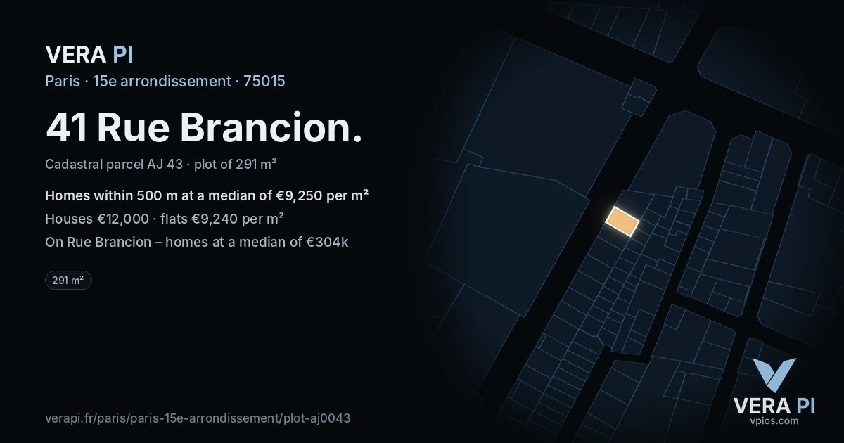 41 Rue Brancion, 15e arrondissement at night – the plot lit, the parcels around coloured by the prices near them