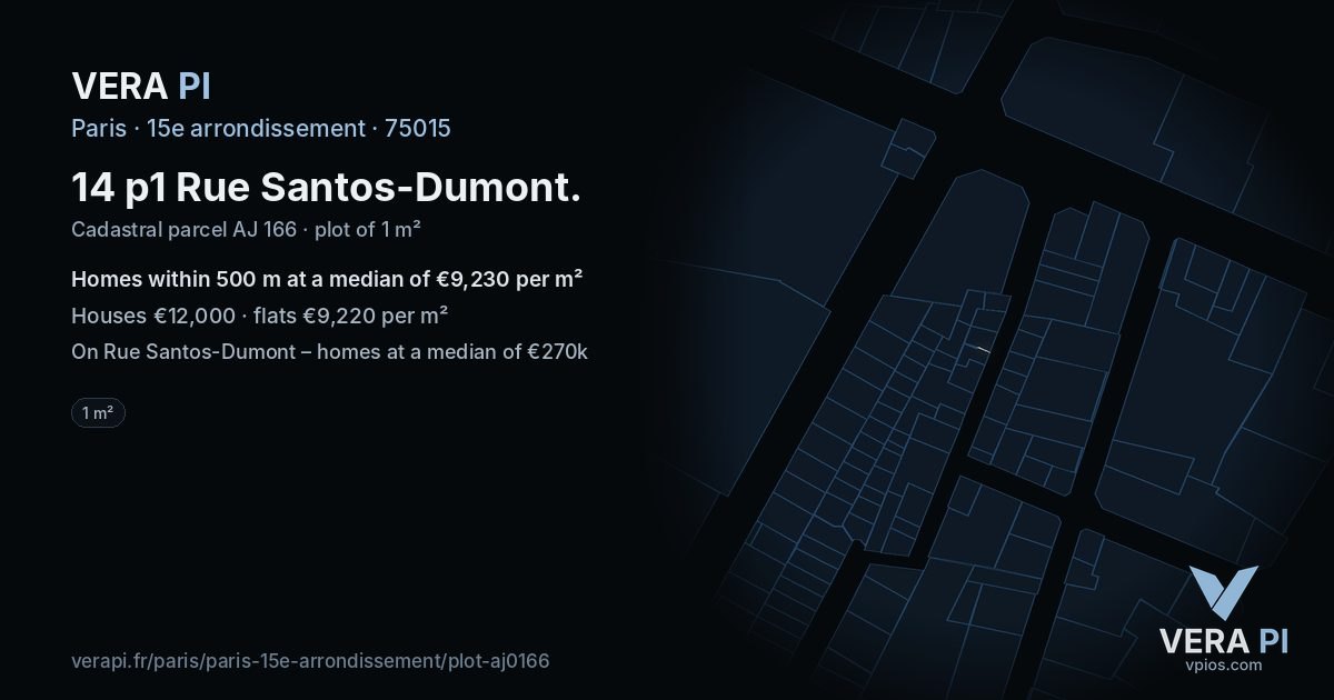 14 p1 Rue Santos-Dumont, 15e arrondissement at night – the plot lit, the parcels around coloured by the prices near them
