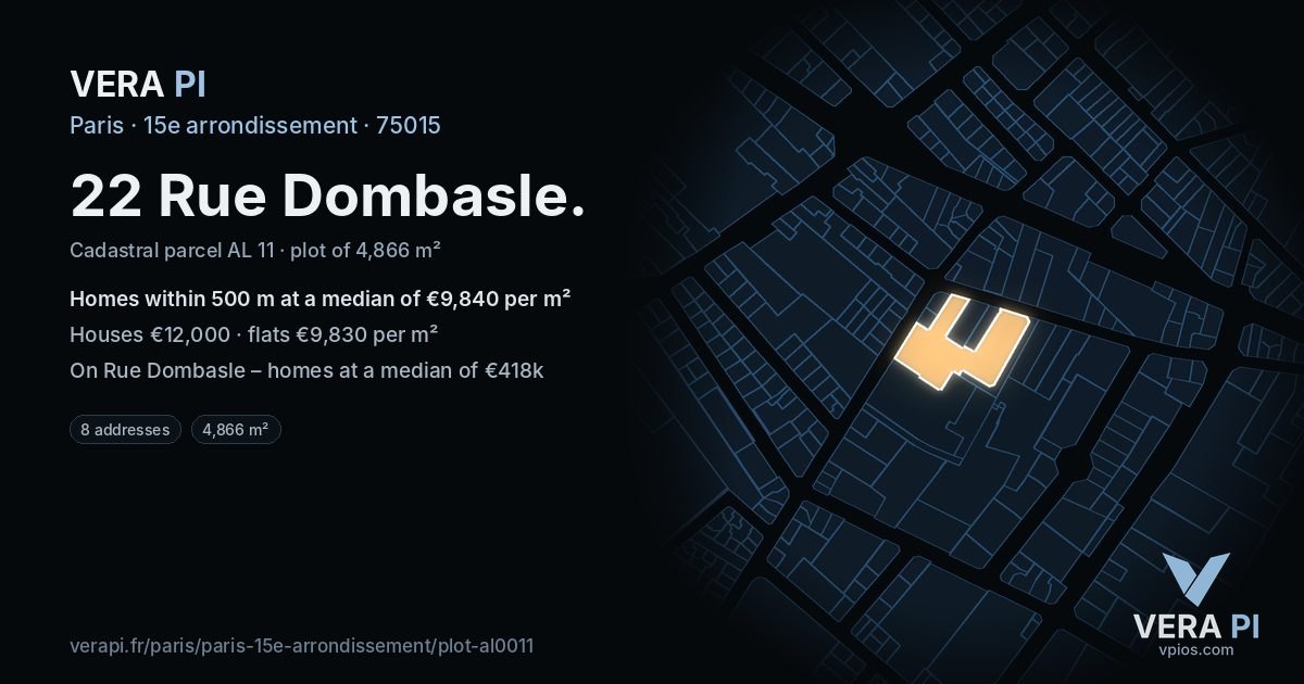 22 Rue Dombasle, 15e arrondissement at night – the plot lit, the parcels around coloured by the prices near them