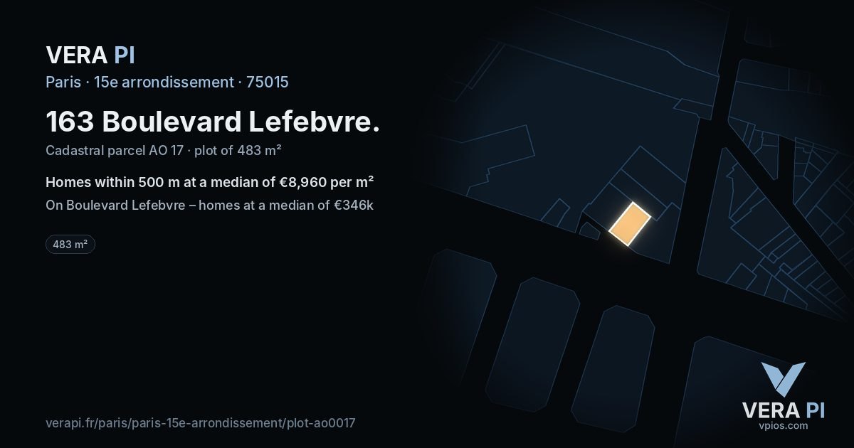 163 Boulevard Lefebvre, 15e arrondissement at night – the plot lit, the parcels around coloured by the prices near them