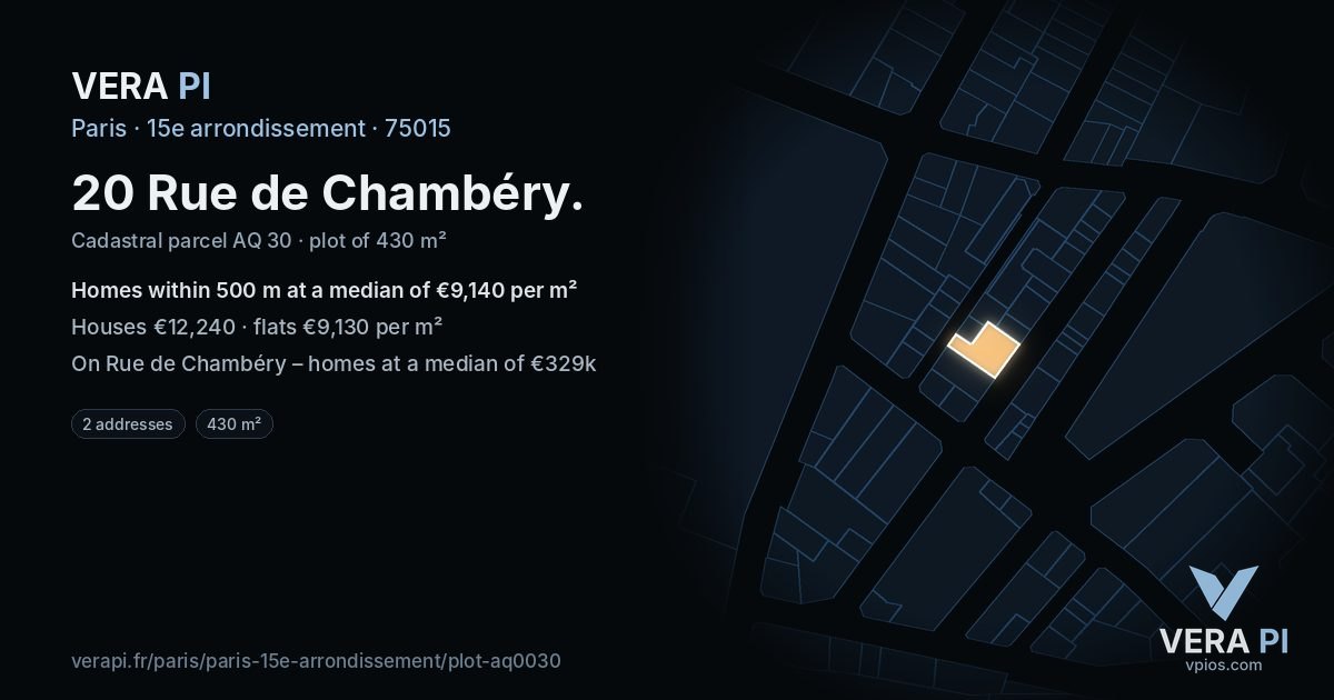 20 Rue de Chambéry, 15e arrondissement at night – the plot lit, the parcels around coloured by the prices near them