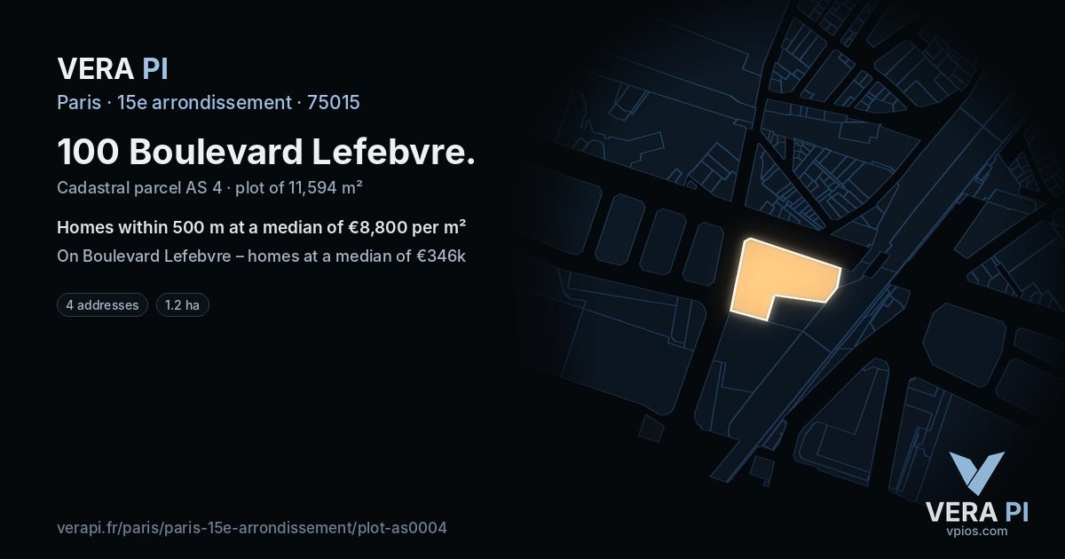 100 Boulevard Lefebvre, 15e arrondissement at night – the plot lit, the parcels around coloured by the prices near them