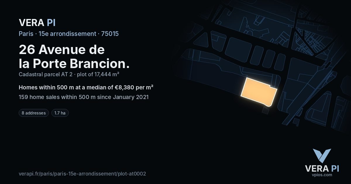 26 Avenue de la Porte Brancion, 15e arrondissement at night – the plot lit, the parcels around coloured by the prices near them