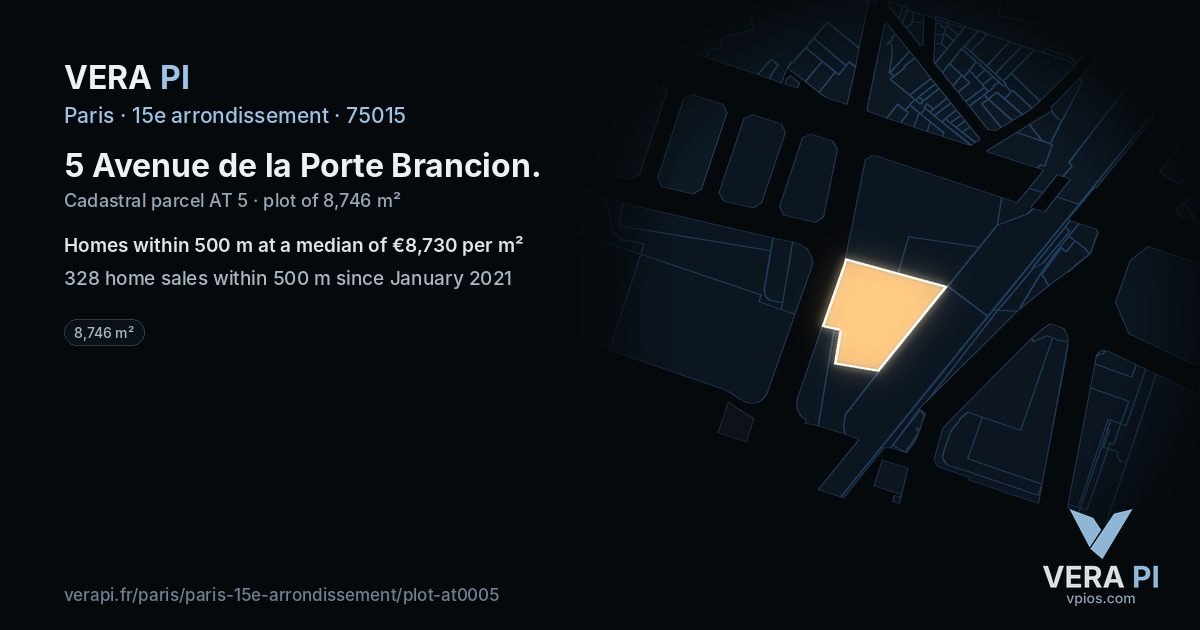 5 Avenue de la Porte Brancion, 15e arrondissement at night – the plot lit, the parcels around coloured by the prices near them