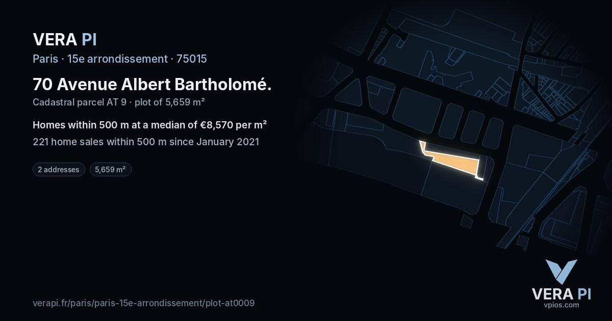 70 Avenue Albert Bartholomé, 15e arrondissement at night – the plot lit, the parcels around coloured by the prices near them
