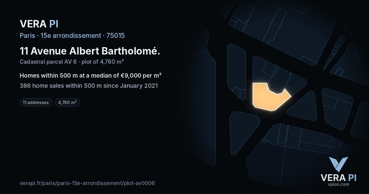 11 Avenue Albert Bartholomé, 15e arrondissement at night – the plot lit, the parcels around coloured by the prices near them