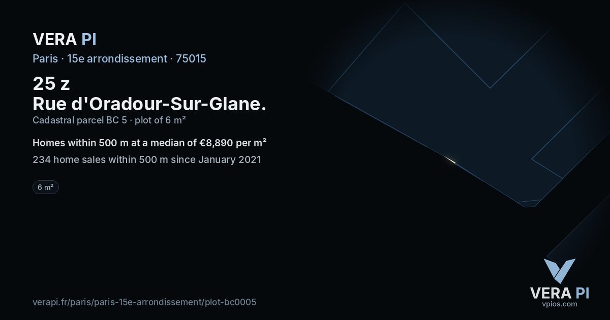 25 z Rue d'Oradour-Sur-Glane, 15e arrondissement at night – the plot lit, the parcels around coloured by the prices near them