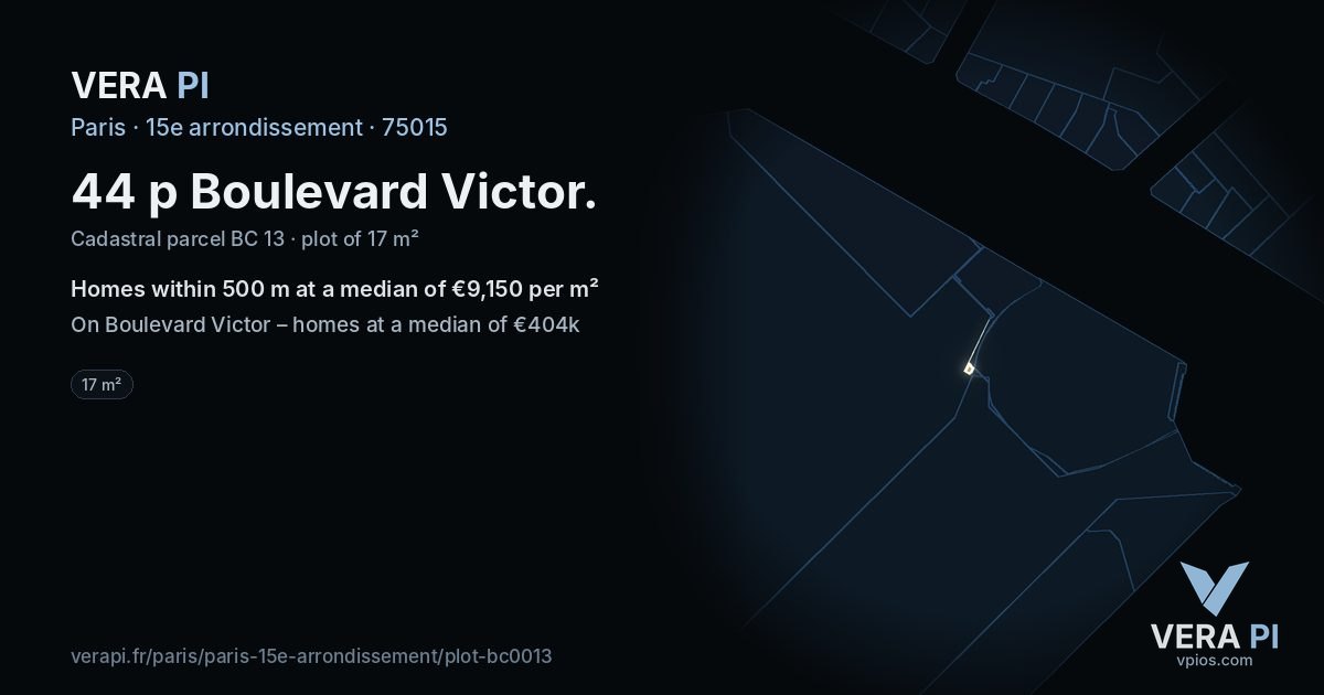 44 p Boulevard Victor, 15e arrondissement at night – the plot lit, the parcels around coloured by the prices near them
