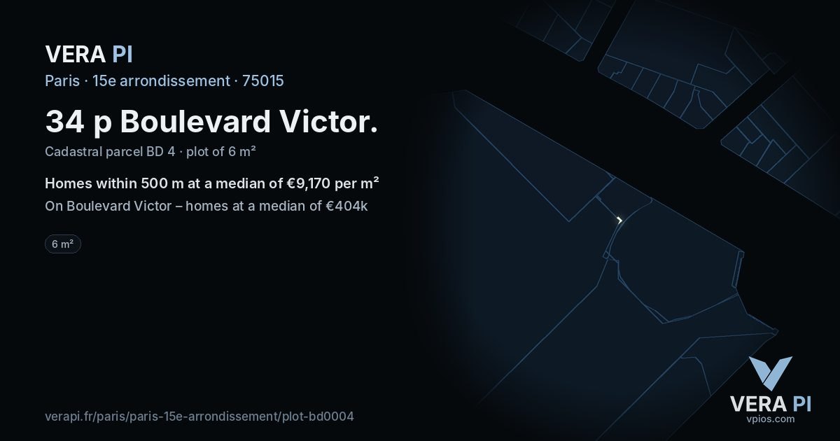 34 p Boulevard Victor, 15e arrondissement at night – the plot lit, the parcels around coloured by the prices near them