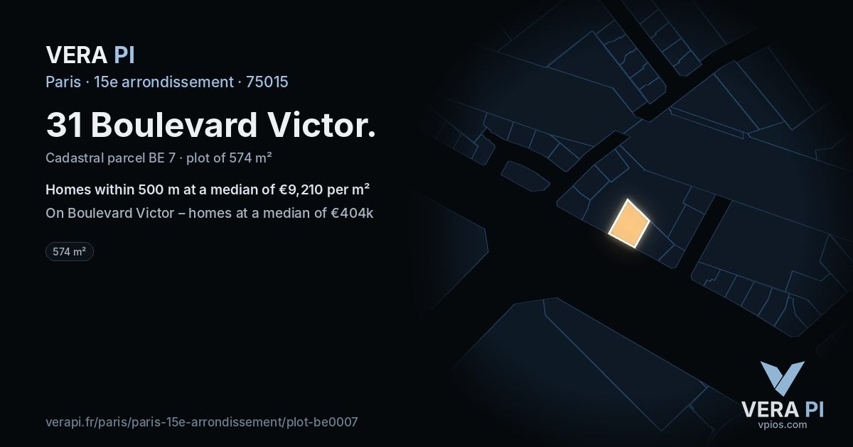 31 Boulevard Victor, 15e arrondissement at night – the plot lit, the parcels around coloured by the prices near them