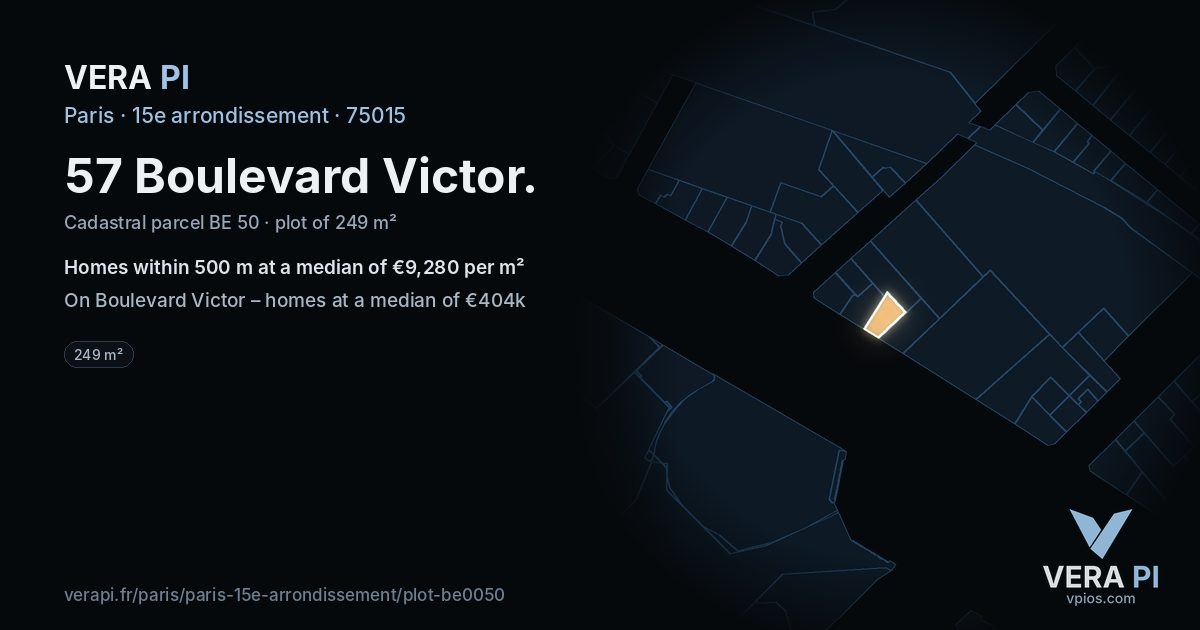 57 Boulevard Victor, 15e arrondissement at night – the plot lit, the parcels around coloured by the prices near them