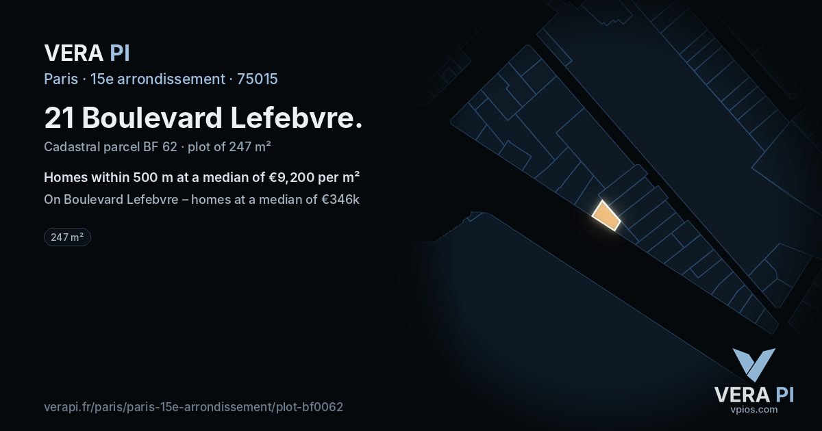 21 Boulevard Lefebvre, 15e arrondissement at night – the plot lit, the parcels around coloured by the prices near them