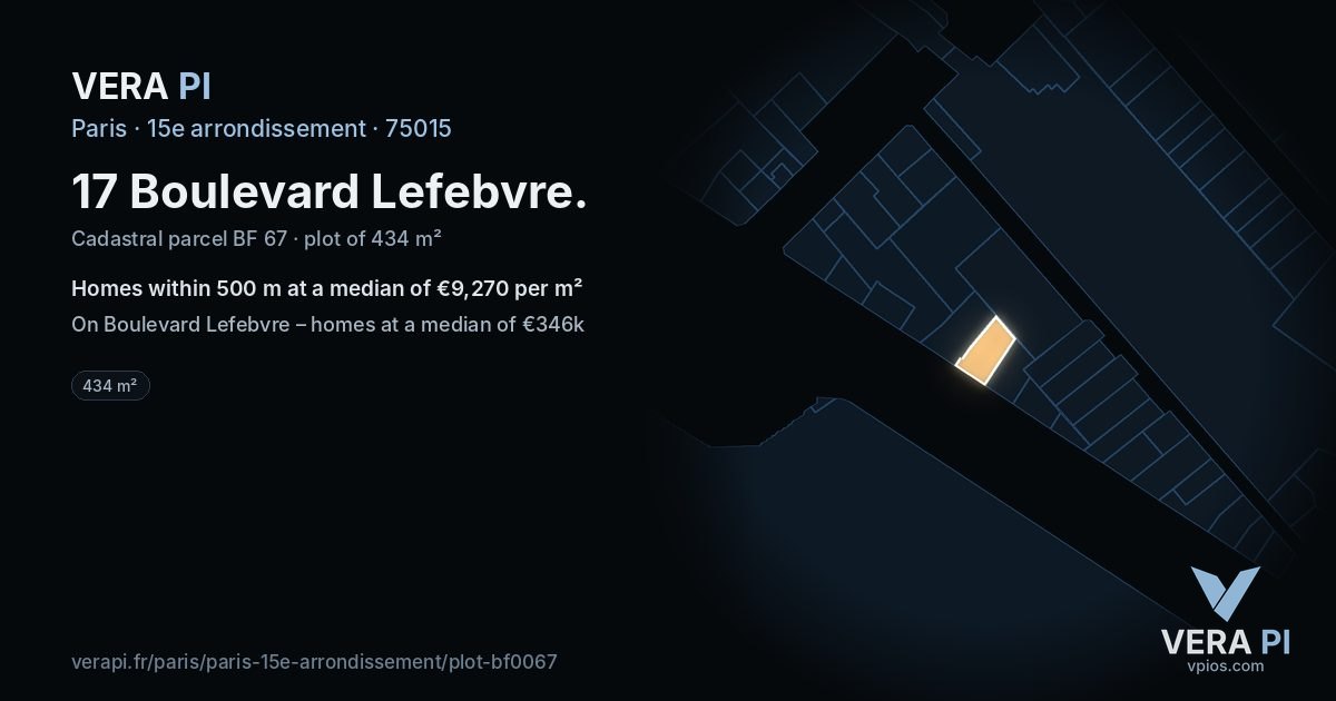 17 Boulevard Lefebvre, 15e arrondissement at night – the plot lit, the parcels around coloured by the prices near them