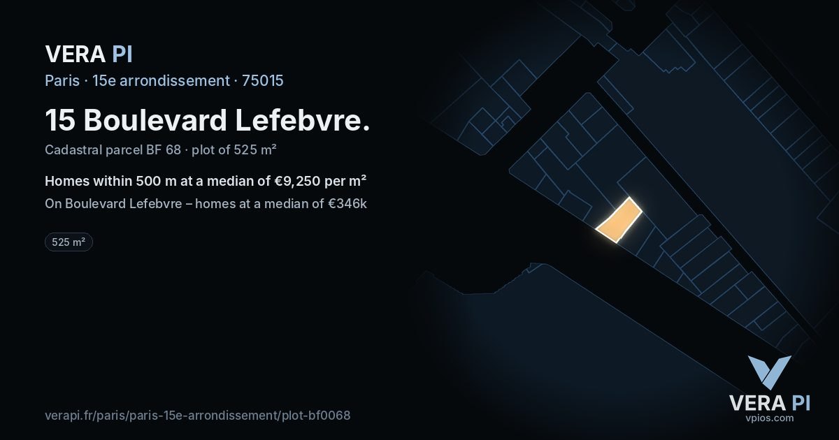 15 Boulevard Lefebvre, 15e arrondissement at night – the plot lit, the parcels around coloured by the prices near them