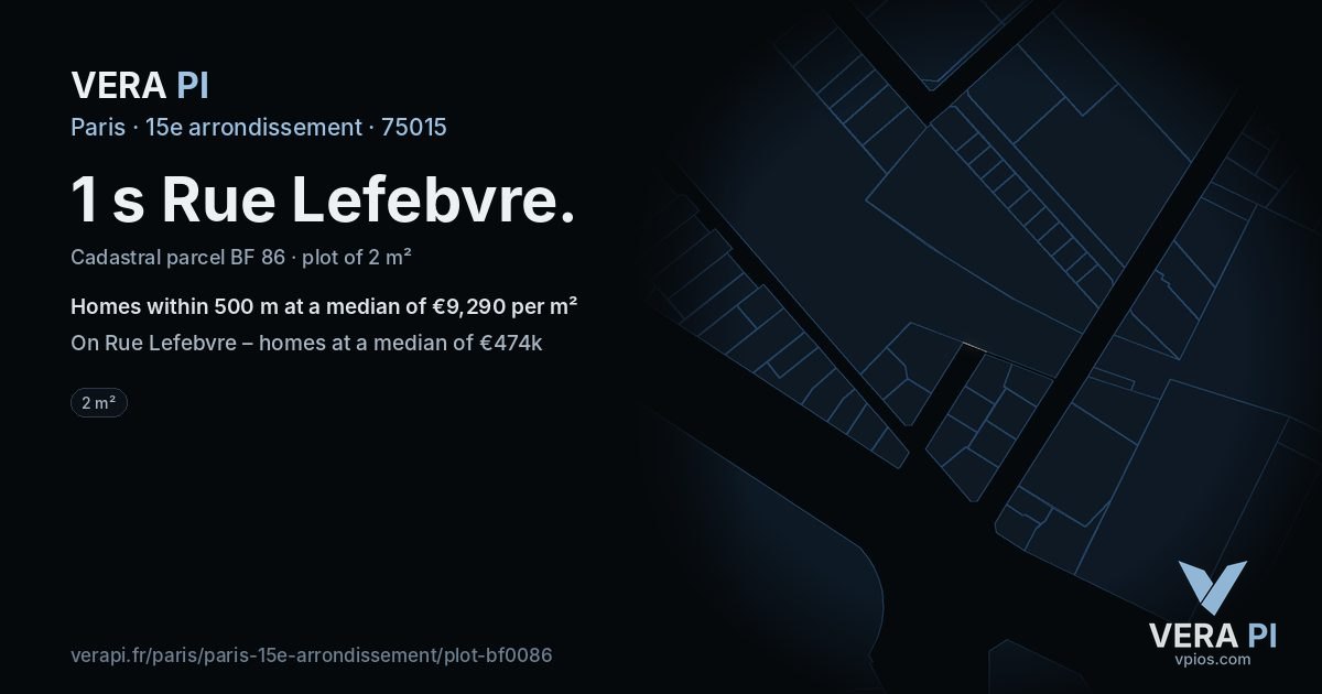 1 s Rue Lefebvre, 15e arrondissement at night – the plot lit, the parcels around coloured by the prices near them