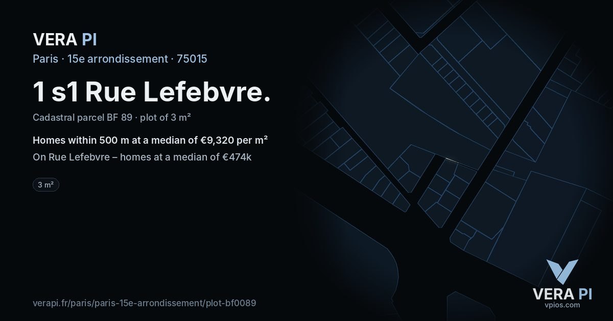 1 s1 Rue Lefebvre, 15e arrondissement at night – the plot lit, the parcels around coloured by the prices near them