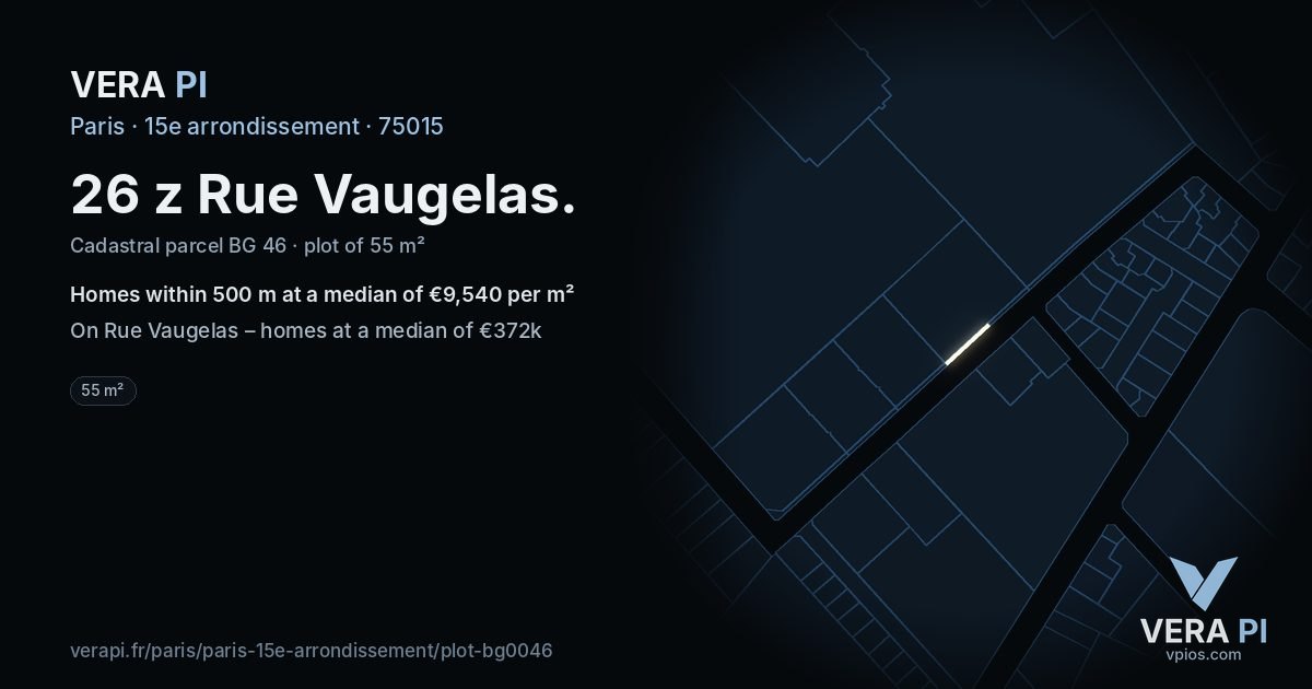 26 z Rue Vaugelas, 15e arrondissement at night – the plot lit, the parcels around coloured by the prices near them