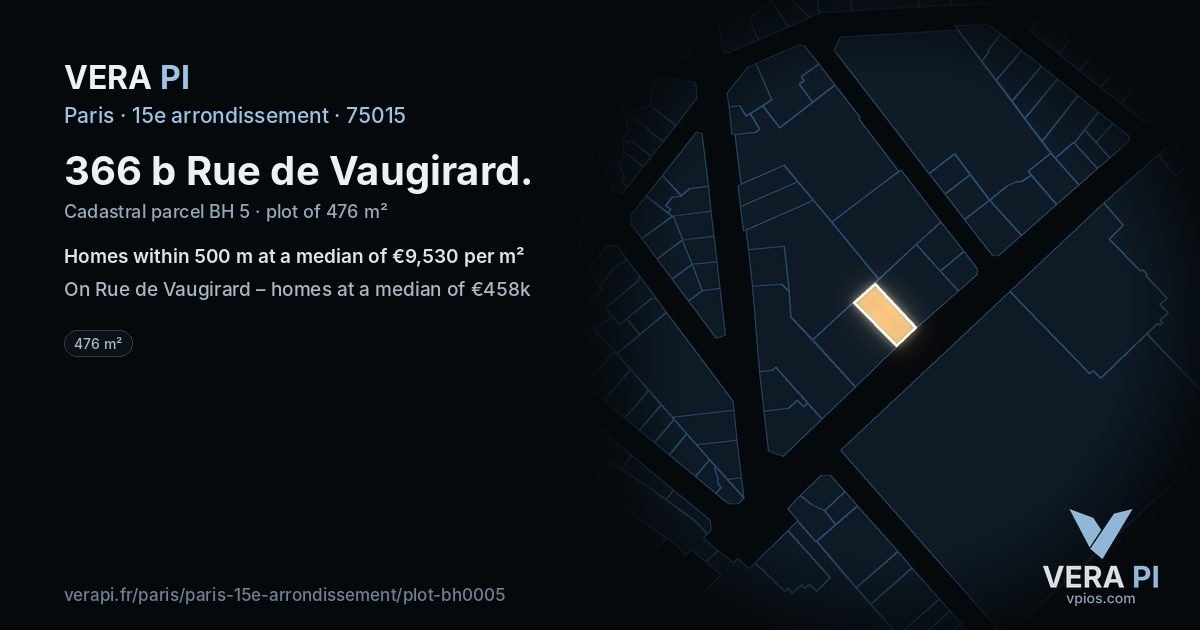 366 b Rue de Vaugirard, 15e arrondissement at night – the plot lit, the parcels around coloured by the prices near them