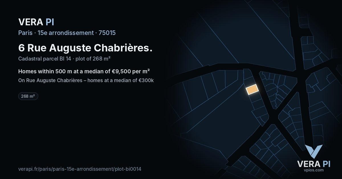 6 Rue Auguste Chabrières, 15e arrondissement at night – the plot lit, the parcels around coloured by the prices near them