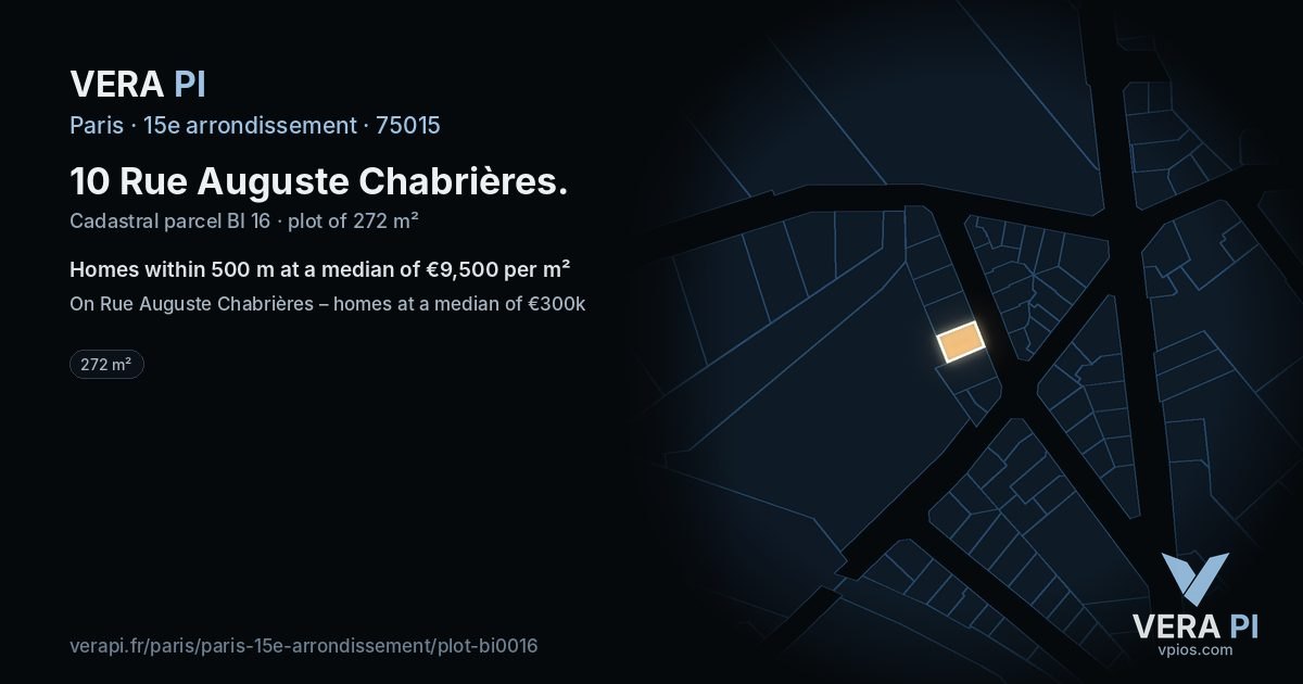 10 Rue Auguste Chabrières, 15e arrondissement at night – the plot lit, the parcels around coloured by the prices near them