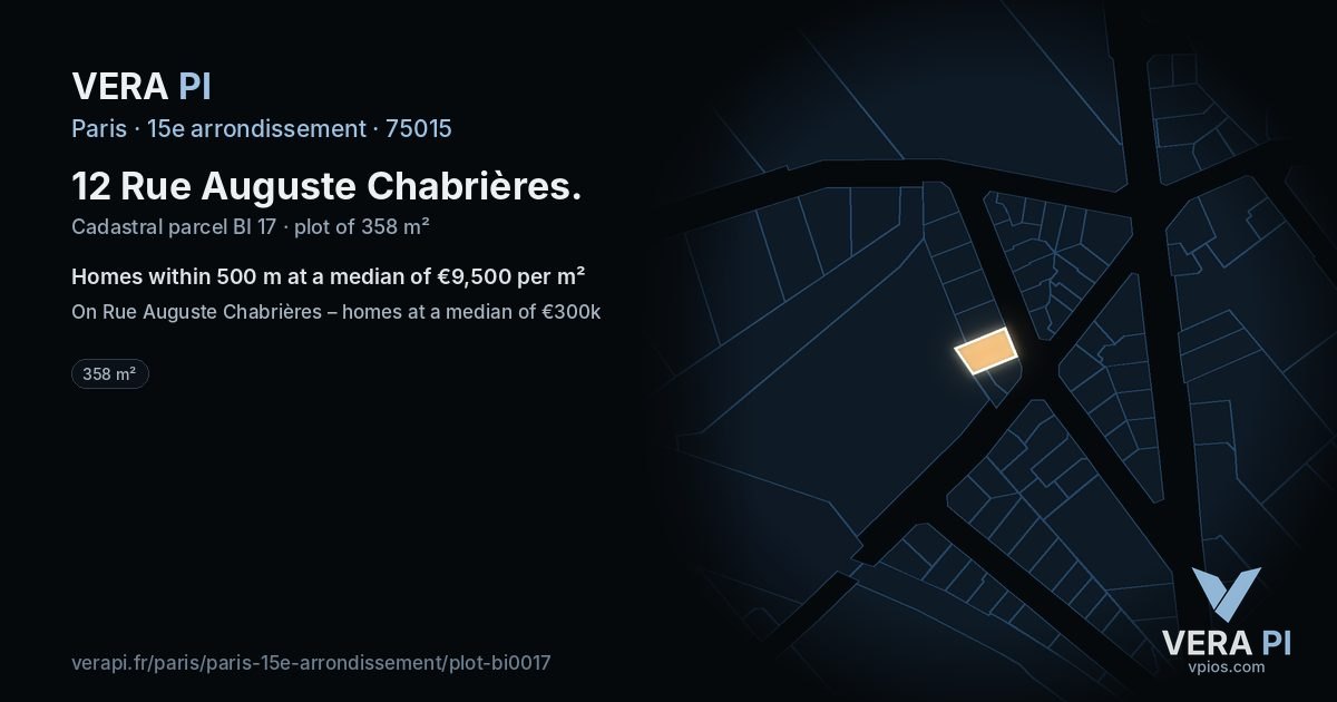 12 Rue Auguste Chabrières, 15e arrondissement at night – the plot lit, the parcels around coloured by the prices near them