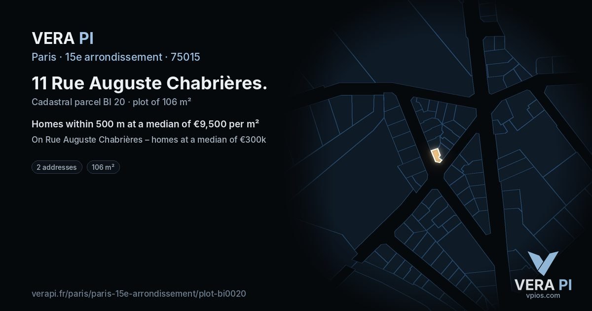 11 Rue Auguste Chabrières, 15e arrondissement at night – the plot lit, the parcels around coloured by the prices near them