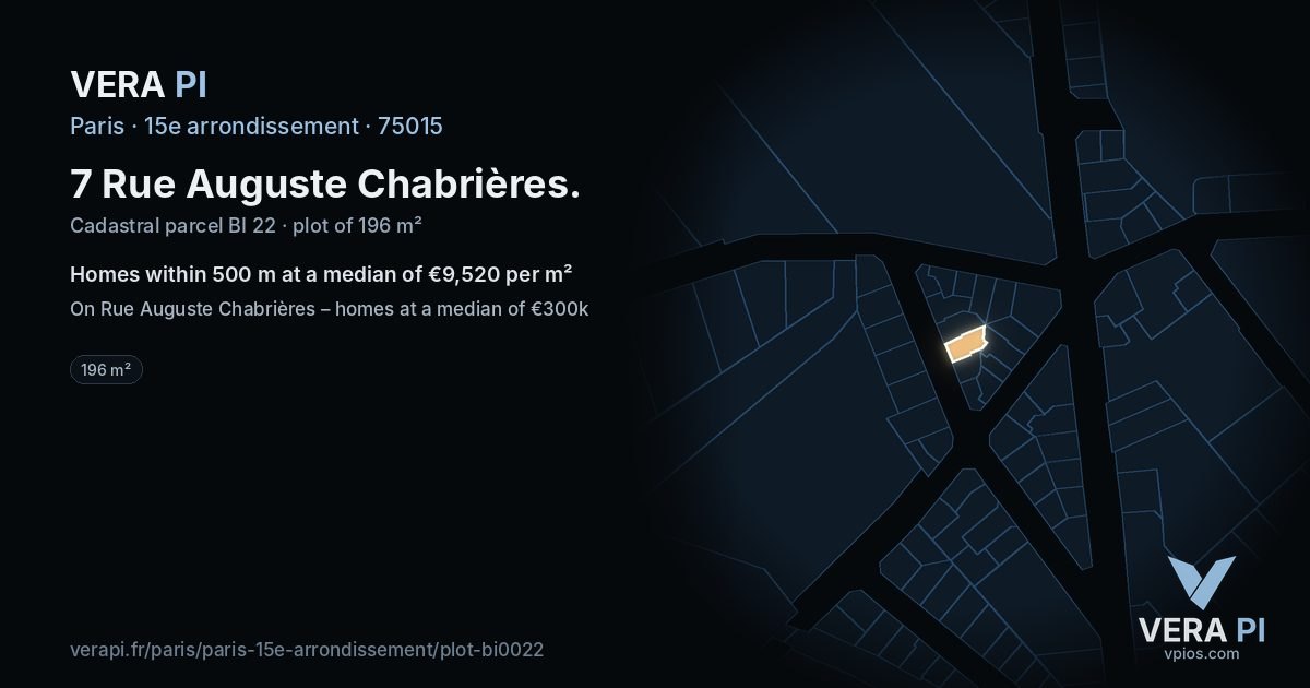 7 Rue Auguste Chabrières, 15e arrondissement at night – the plot lit, the parcels around coloured by the prices near them