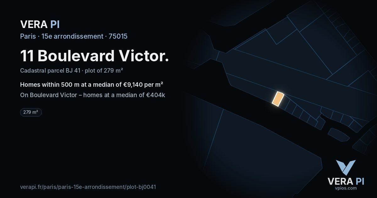 11 Boulevard Victor, 15e arrondissement at night – the plot lit, the parcels around coloured by the prices near them