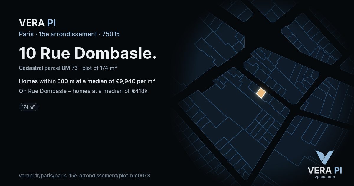 10 Rue Dombasle, 15e arrondissement at night – the plot lit, the parcels around coloured by the prices near them