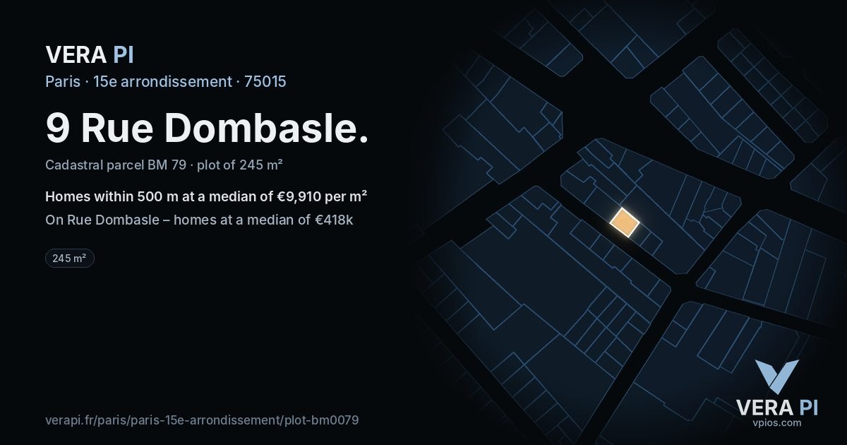9 Rue Dombasle, 15e arrondissement at night – the plot lit, the parcels around coloured by the prices near them
