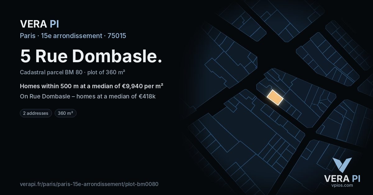5 Rue Dombasle, 15e arrondissement at night – the plot lit, the parcels around coloured by the prices near them
