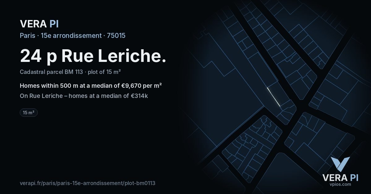 24 p Rue Leriche, 15e arrondissement at night – the plot lit, the parcels around coloured by the prices near them
