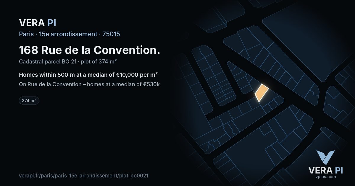 168 Rue de la Convention, 15e arrondissement at night – the plot lit, the parcels around coloured by the prices near them