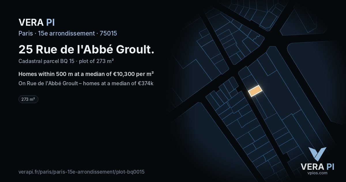 25 Rue de l'Abbé Groult, 15e arrondissement at night – the plot lit, the parcels around coloured by the prices near them