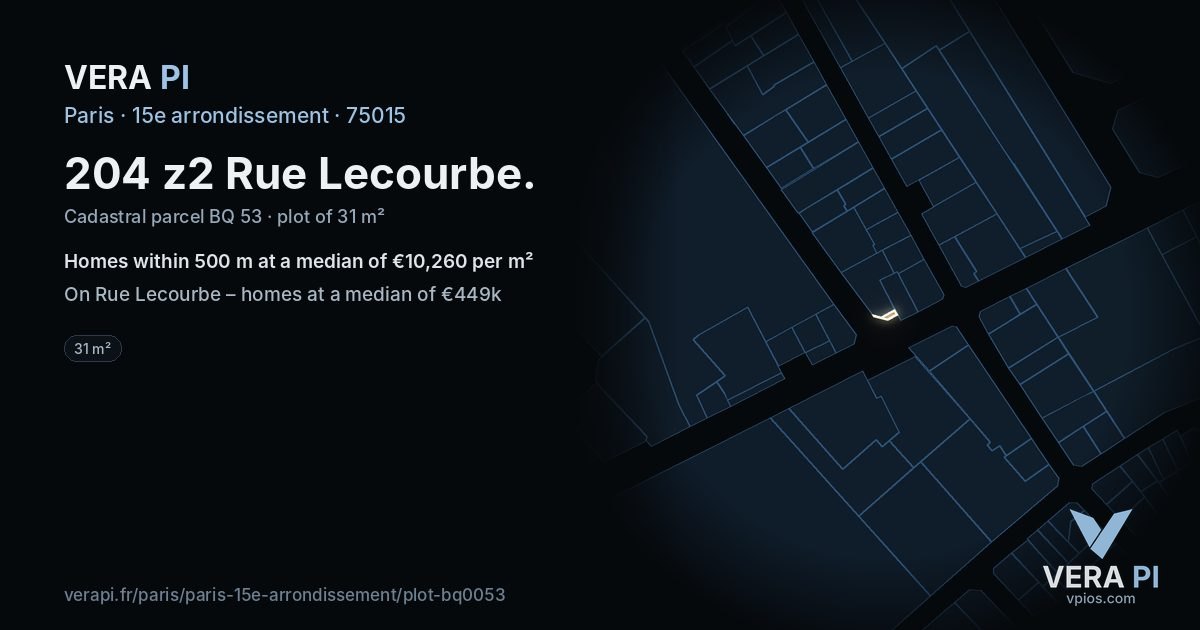 204 z2 Rue Lecourbe, 15e arrondissement at night – the plot lit, the parcels around coloured by the prices near them