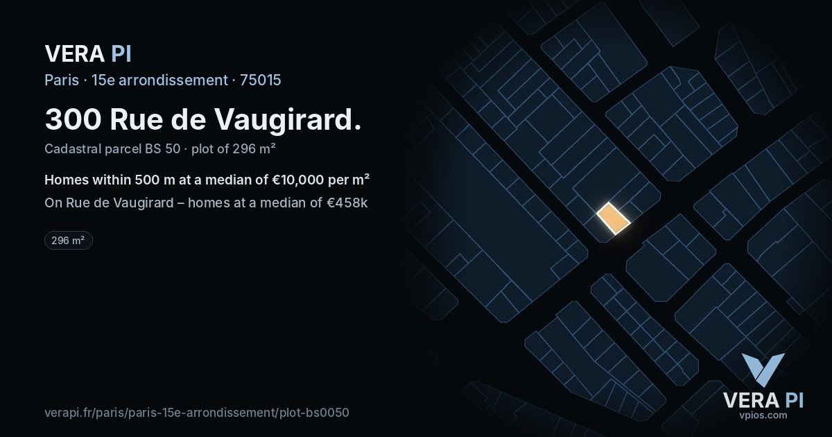 300 Rue de Vaugirard, 15e arrondissement at night – the plot lit, the parcels around coloured by the prices near them