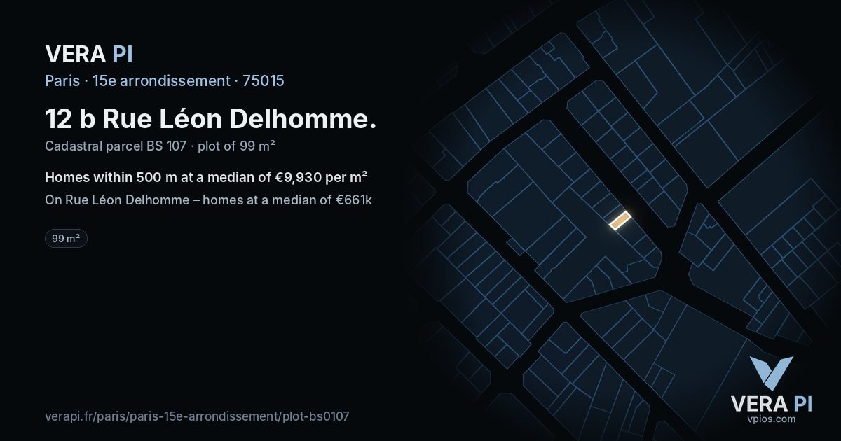 12 b Rue Léon Delhomme, 15e arrondissement at night – the plot lit, the parcels around coloured by the prices near them