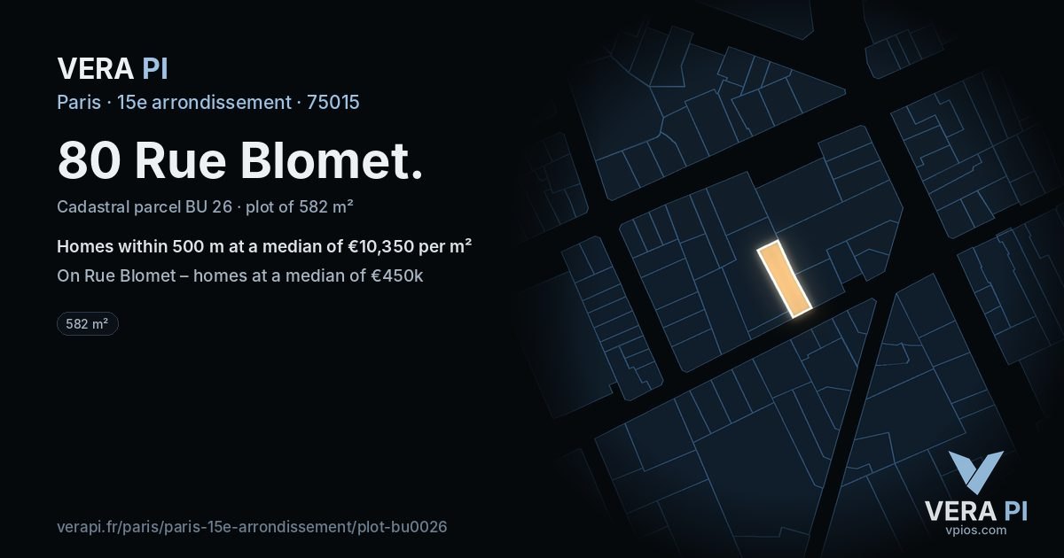 80 Rue Blomet, 15e arrondissement at night – the plot lit, the parcels around coloured by the prices near them