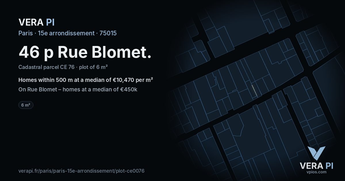 46 p Rue Blomet, 15e arrondissement at night – the plot lit, the parcels around coloured by the prices near them