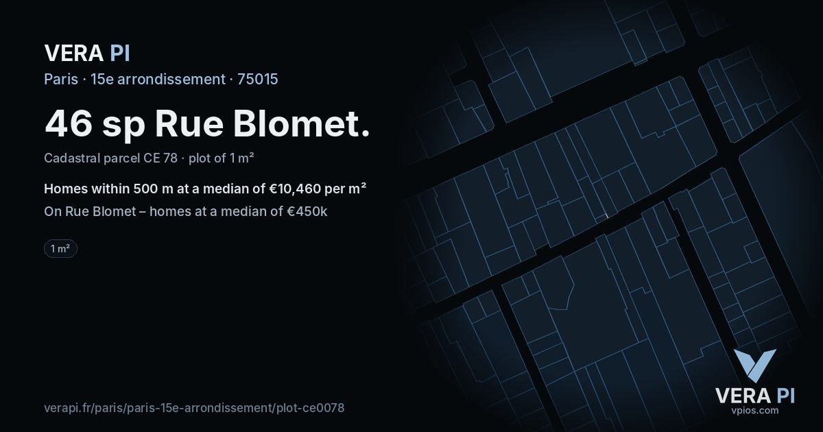 46 sp Rue Blomet, 15e arrondissement at night – the plot lit, the parcels around coloured by the prices near them
