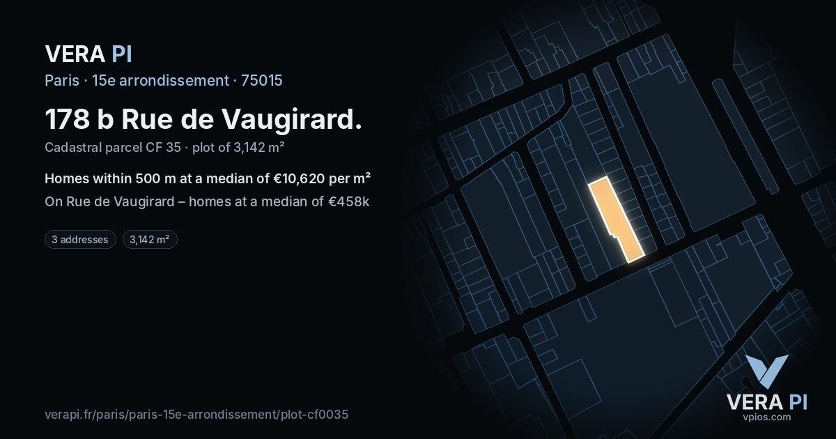 178 b Rue de Vaugirard, 15e arrondissement at night – the plot lit, the parcels around coloured by the prices near them