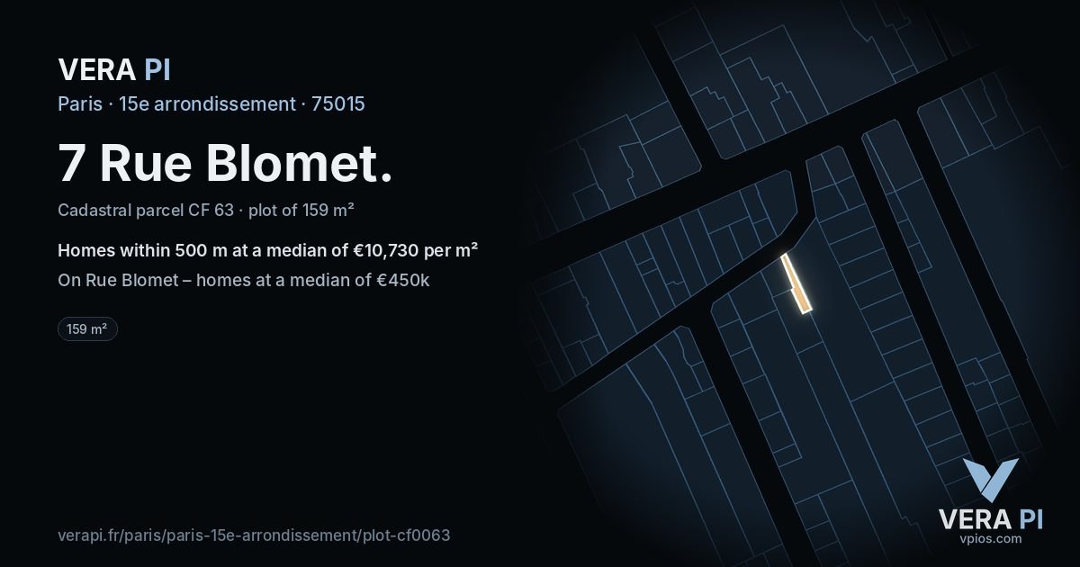 7 Rue Blomet, 15e arrondissement at night – the plot lit, the parcels around coloured by the prices near them