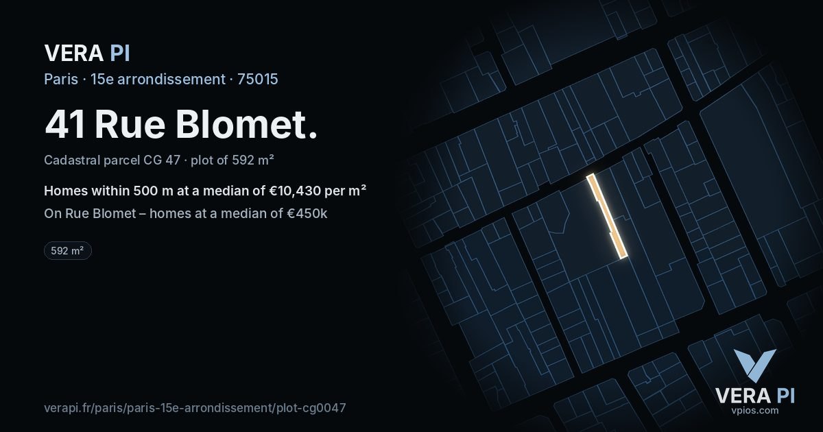 41 Rue Blomet, 15e arrondissement at night – the plot lit, the parcels around coloured by the prices near them