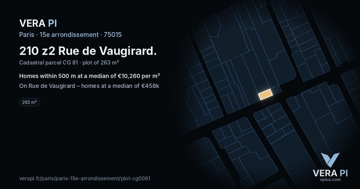 210 z2 Rue de Vaugirard, 15e arrondissement at night – the plot lit, the parcels around coloured by the prices near them